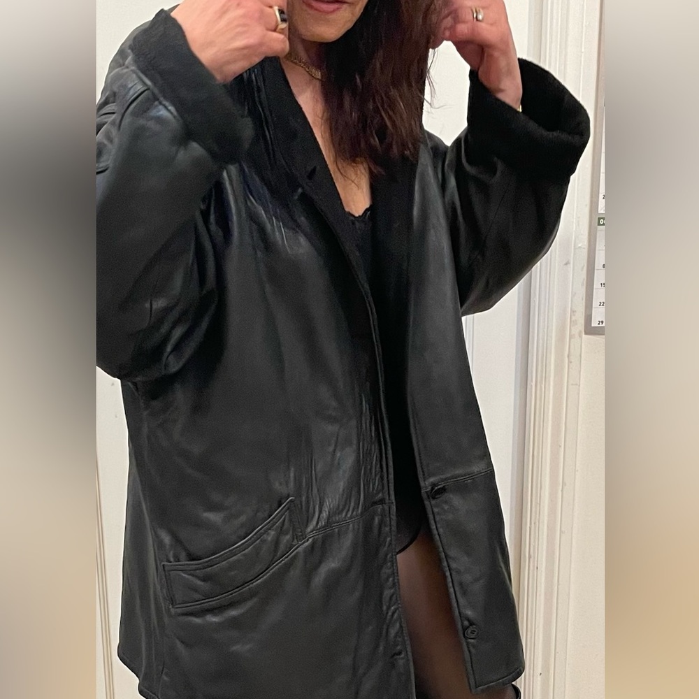 Women’s M black reversible soft lamb leather, oversized BARNEYS NEW YORK.  $500